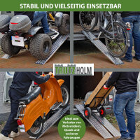 TRUTZHOLM 1 x Alu Auffahrrampe 150 x 21,5 cm 200 kg rutschhemmend starr Fahrradrampe Verladerampe