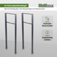 2 x Fahrradanlehnbügel 116,5 x 39 cm Flachstahl 13 mm Anthrazit Einbetonieren Fahrradständer Parker Typ H