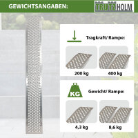 TRUTZHOLM 1x Auffahrrampe Alu 200 x 22 cm 200 kg gelocht gewölbt rutschhemmedn starr leichte Rampe