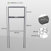 5 x Fahrradanlehnbügel 116,5 x 39 cm Flachstahl 13 mm Anthrazit Einbetonieren Fahrradständer Parker Typ H