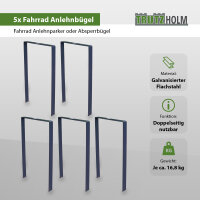5 x Fahrradanlehnbügel 115 x 76 cm Flachstahl 13 mm Anthrazit Einbetonieren Fahrradständer Parker Typ U