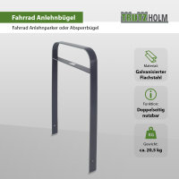 5 x Fahrradanlehnbügel 115 x 76 cm Flachstahl 13 mm Anthrazit Einbetonieren Fahrradständer Parker Typ H