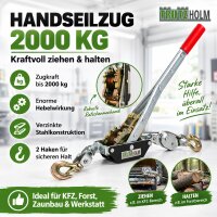 Handhebelseilzug Seilwinde Flaschenzug Hebezug Seilzug 2000 kg kraftvolle Übersetzung