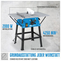 GÜDE Tischkreissäge GTK 2000.1 – 2.000 W, 250 mm HM-Sägeblatt, inkl. Untergestell 55262