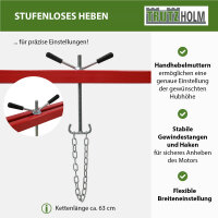 Motorbrücke Stahl Tragkraft 500 kg stufenlos verstellbare Höhe Traverse mit gummierten Standsockeln