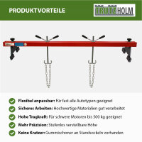 Motorbrücke Stahl Tragkraft 500 kg stufenlos verstellbare Höhe Traverse mit gummierten Standsockeln