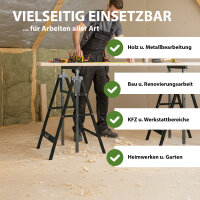 2 x Arbeitsbock 7-fach höhenverstellbar bis 400 kg Stahl lackiert schwarz Klappbock Gerüstbock