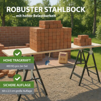 2 x Arbeitsbock 7-fach höhenverstellbar bis 400 kg Stahl lackiert schwarz Klappbock Gerüstbock