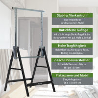 2 x Arbeitsbock 7-fach höhenverstellbar bis 400 kg Stahl lackiert schwarz Klappbock Gerüstbock