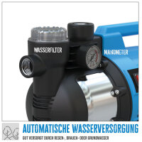 Güde Hauswasserwerk HWW 1100.1 VF 4600 l/h, Förderhöhe max. 46 m, Ansaughöhe max. 8m 93906