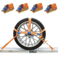 4x Spanngurte Autotransport Zurrgurt Radsicherung PKW KFZ Trailer Anhänger Verzurrsystem ORANGE