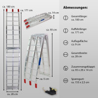 TRUTZHOLM 1x Auffahrrampe Alu klappbar 180 cm Traglast 340 kg Riffelstab Verladerampe Rampe grau
