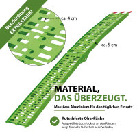 TRUTZHOLM 1x Auffahrrampe klappbar 228 cm Traglast 340 kg Alu gelocht Motorradrampe Rampe grün