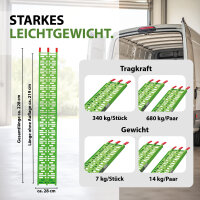 TRUTZHOLM 1x Auffahrrampe klappbar 228 cm Traglast 340 kg Alu gelocht Motorradrampe Rampe grün