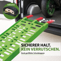 TRUTZHOLM 1x Auffahrrampe klappbar 228 cm Traglast 340 kg Alu gelocht Motorradrampe Rampe grün