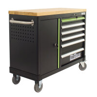 Werkstattwagen DELUXE 6 Schubladen + Tür - 219 tlg. bestückt Werkzeugwagen Anthrazit/grün
