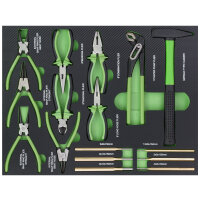 Werkstattwagen DELUXE 12 Schubladen, 123 cm Breite, massiver Arbeitsplatte 4 gefüllte Einlagen
