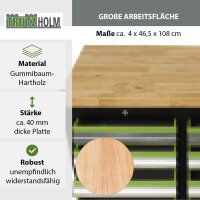 Werkstattwagen DELUXE 12 Schubladen, 123 cm Breite, massiver Arbeitsplatte 4 gefüllte Einlagen