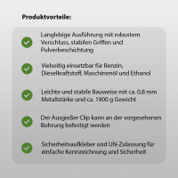 2x Benzinkanister Kraftstoffkanister Metall 10 Liter Oliv inkl. Ausgießer + Halter