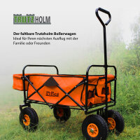 Bollerwagen faltbar mit Vollgummi Rädern, Hecktasche und Teleskopgriff Falt-Bollerwagen orange