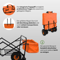 Bollerwagen faltbar mit Vollgummi Rädern, Hecktasche und Teleskopgriff Falt-Bollerwagen orange