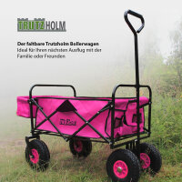 Bollerwagen faltbar mit Vollgummi Rädern, Hecktasche und Teleskopgriff Falt-Bollerwagen pink