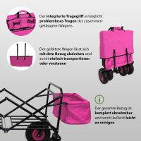 Bollerwagen faltbar mit Vollgummi Rädern, Hecktasche und Teleskopgriff Falt-Bollerwagen pink