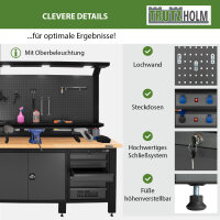Werkstattwand Profiline XXL modular 250 cm robust Stahl LED Steckdosen Werkstattschranksystem Werkbank