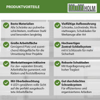 Werkstattwand Profiline XXL modular 250 cm robust Stahl LED Steckdosen Werkstattschranksystem Werkbank