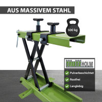 Motorradheber Stahl Tragkraft 500 kg Hubhöhe bis 500 mm Montagebock Motorradhebebühne Heber grün