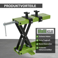 Motorradheber Stahl Tragkraft 500 kg Hubhöhe bis 500 mm Montagebock Motorradhebebühne Heber grün