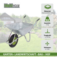 Schubkarre 100 Liter 250 kg Vollgummirad auf Stahlfelge Stahlwanne Schutzbügel Verstärkung
