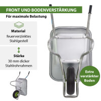 Schubkarre 100 Liter 250 kg Vollgummirad auf Stahlfelge Stahlwanne Schutzbügel Verstärkung