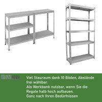4x Schwerlastregal 180x90x40 cm 875 kg mit 5 Böden je Regal