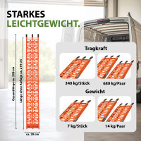 TRUTZHOLM 2x Auffahrrampe klappbar 228 cm Traglast 680 kg Alu orange gelocht Rampen Motorradrampen