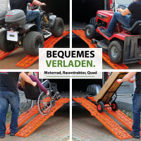 TRUTZHOLM 2x Auffahrrampe klappbar 228 cm Traglast 680 kg Alu orange gelocht Rampen Motorradrampen