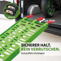 TRUTZHOLM 2x Auffahrrampe klappbar 228 cm Traglast 680 kg Alu grün gelocht Rampen Motorradrampen