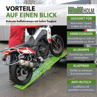 TRUTZHOLM 2x Auffahrrampe klappbar 228 cm Traglast 680 kg Alu grün gelocht Rampen Motorradrampen
