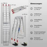 TRUTZHOLM 2x Auffahrrampe klappbar 180 cm Traglast 680 kg Alu Verladerampe Rampe geriffelt grau