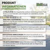 2 x Fahrradanlehnbügel 115 x 58 cm Edelstahl Ø 60 mm Einbetonieren Fahrradständer Parker Typ U