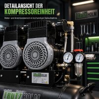 Flüster Kompressor Luftdruckkompressor 100L Kessel 62 dB leise 4500W - 738L/min