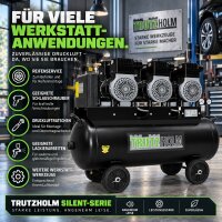 Flüster Kompressor Luftdruckkompressor 100L Kessel 62 dB leise 4500W - 738L/min