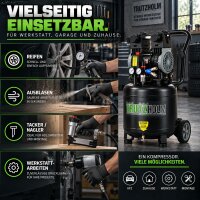 TRUTZHOLM Flüsterkompressor 36L Space Saver – 900 W, 145 l/min, ölfrei, 8 bar