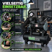 TRUTZHOLM Flüsterkompressor 9L Compact – 900 W, 145 l/min, ölfrei, 8 bar, 16,9 kg