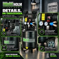 TRUTZHOLM Flüsterkompressor 50L Space Saver – 1500 W, 246 l/min, ölfrei, 8 bar