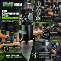 TRUTZHOLM Flüsterkompressor 50L Space Saver – 1500 W, 246 l/min, ölfrei, 8 bar