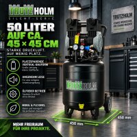 TRUTZHOLM Flüsterkompressor 50L Space Saver – 1500 W, 246 l/min, ölfrei, 8 bar