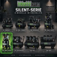 TRUTZHOLM Flüsterkompressor 50L Space Saver – 1500 W, 246 l/min, ölfrei, 8 bar