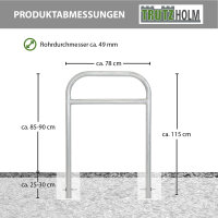 2x Fahrradanlehnbügel 115 x 78 cm Stahl feuerverzinkt Ø 49 mm zum Einbetonieren Fahrradständer Typ H