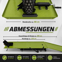 Motorradhebebühne hydraulisch 450 kg Extra-Breit 68 cm Parallelhub Montagerampe Heber in grün